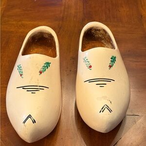 Decorative Cream Wooden Clogs